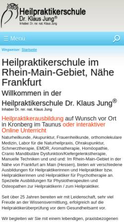 Vorschau der mobilen Webseite www.heilpraktikerschule-jung.de, Heilpraktikerschule Dr. Klaus Jung
