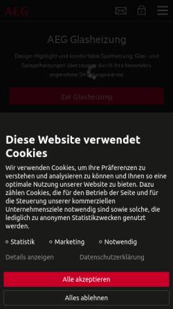 Vorschau der mobilen Webseite www.aeg-haustechnik.de, STIEBEL ELTRON GmbH & Co. KG