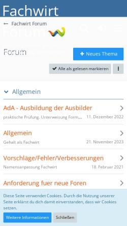 Vorschau der mobilen Webseite www.fachwirt-forum.de, Fachwirt Forum - AnzeigenWelt24, Rene Sieberkrob