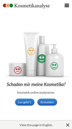 Vorschau der mobilen Webseite cosmeticanalysis.com, Kosmetikanalyse