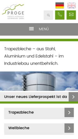 Vorschau der mobilen Webseite www.proge.de, Profilverkauf Gehrmann GmbH