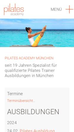 Vorschau der mobilen Webseite www.pilatesacademy.de, Pilates Academy