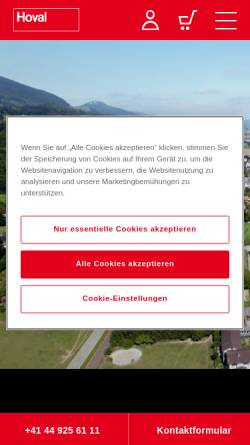 Vorschau der mobilen Webseite www.hoval.ch, Hoval Herzog AG