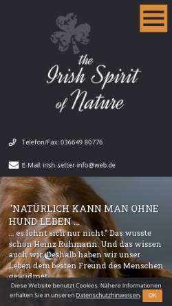 Vorschau der mobilen Webseite www.irish-setter-info.de, The Irish Spirit of Nature