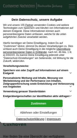 Vorschau der mobilen Webseite www.cn-online.de, Cuxhavener Nachrichten Webcams