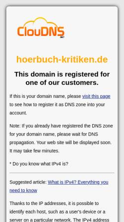 Vorschau der mobilen Webseite www.hoerbuch-kritiken.de, Hoerbuch-Kritiken.de