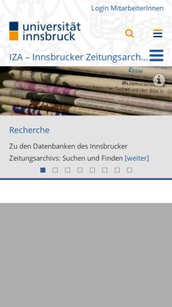 Vorschau der mobilen Webseite www.uibk.ac.at, Innsbrucker Zeitungsarchiv - IZA