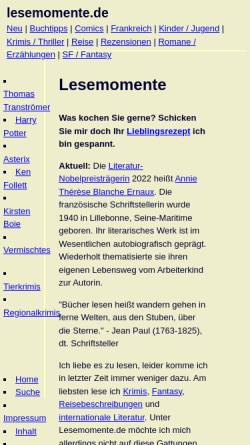 Vorschau der mobilen Webseite www.lesemomente.de, Lesen - Momente des Glücks