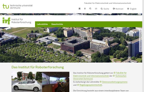 Vorschau von www.irf.tu-dortmund.de, Institut für Roboterforschung und Lehrstuhl für Automatisierung und Robotertechnologie an der Universität Dortmund