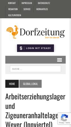 Vorschau der mobilen Webseite www.dorfzeitung.com, Arbeitserziehungslager und Zigeuneranhaltelager Weyer (Innviertel) » Von Karl Traintinger » Beitrag » Dorfzeitung