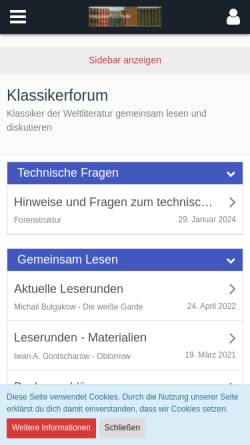 Vorschau der mobilen Webseite www.klassikerforum.de, Klassikerforum