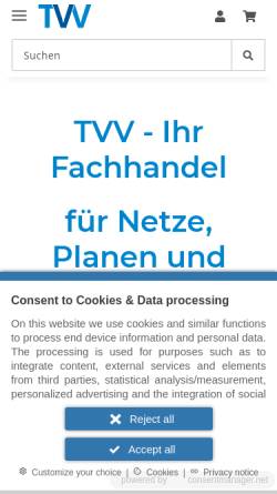 Vorschau der mobilen Webseite www.tvv-verpackungen.de, TVV Transport- und Versand-Verpackungen UG