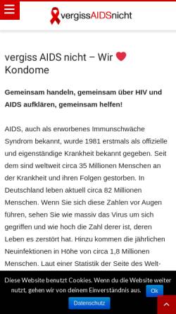 Vorschau der mobilen Webseite www.vergissaidsnicht.de, Vergiss Aids nicht e.V.