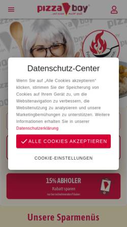 Vorschau der mobilen Webseite www.pizzaboy.de, Pizzaboy