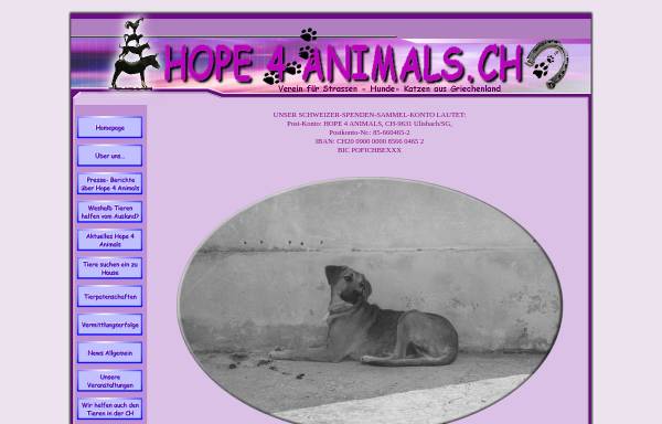 Vorschau von www.hope4animals.ch, Hope 4 Animals