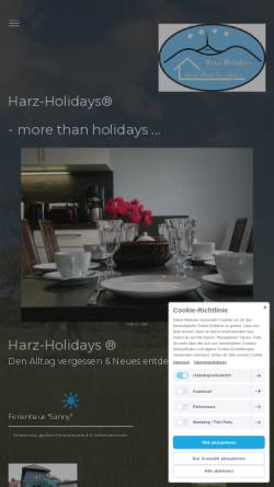 Vorschau der mobilen Webseite www.harz-holidays.de, Ferienhaus Kißner