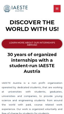Vorschau der mobilen Webseite www.iaeste.at, IAESTE Austria