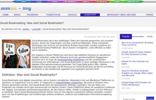 Vorschau von social-bookmarking.seekxl.de, SeekXL