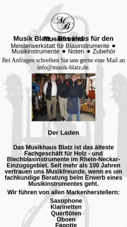 Vorschau der mobilen Webseite www.musik-blatz.de, Musik Blatz