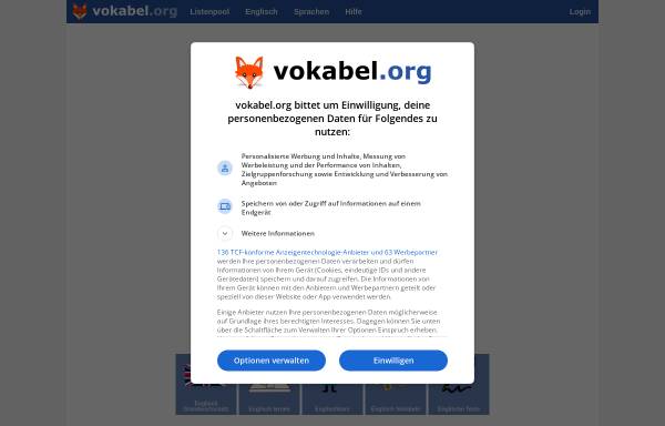 Vorschau von www.vokabel.org, Kostenloser Online Vokabel Trainer