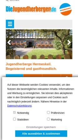 Vorschau der mobilen Webseite www.diejugendherbergen.de, Hunsrück-Jugendherberge Jugendgästehaus Hermeskeil