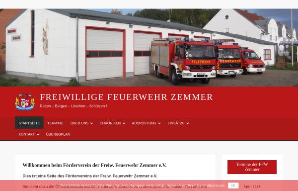 Vorschau von www.feuerwehr-zemmer.de, Freiwillige Feuerwehr Zemmer