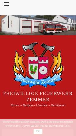 Vorschau der mobilen Webseite www.feuerwehr-zemmer.de, Freiwillige Feuerwehr Zemmer