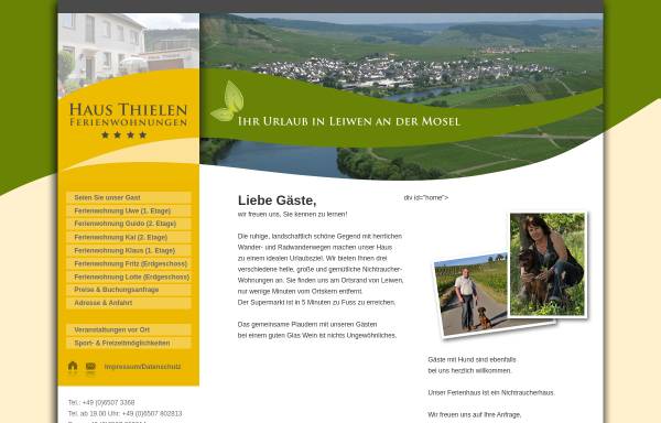 Vorschau von www.thielen-leiwen.de, Ferienwohnungen Ursula Thielen