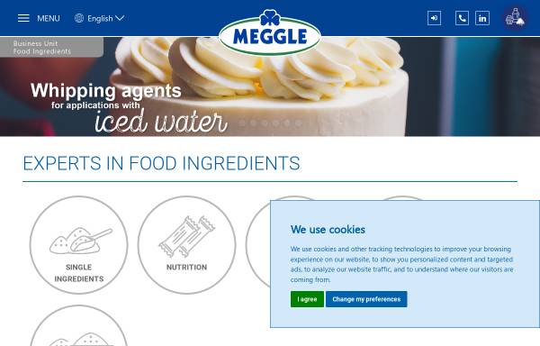Vorschau von www.meggle-foodingredients.de, MEGGLE Business Unit Food Ingredients