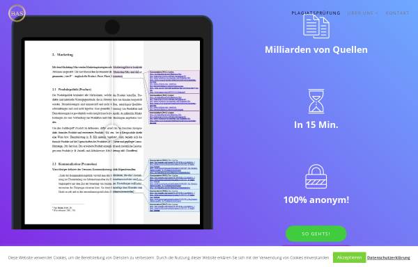 Vorschau von www.plagiarismfinder.de, PlagiarismFinder