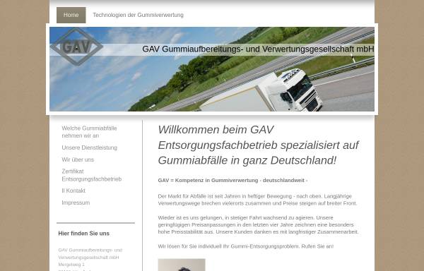 Vorschau von www.gummientsorgung.de, GAV Gummiaufbereitungs- und Verwertungsgesellschaft UG (haftungsbeschränkt)