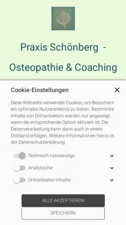 Vorschau der mobilen Webseite www.osteopathie-schoenberg.de, Schönberg, Sabine Lavanya