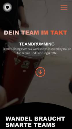 Vorschau der mobilen Webseite www.teamdrumming.com, Teamdrumming
