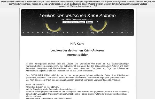 Vorschau von www.krimilexikon.de, Lexikon der deutschen Krimi-Autoren