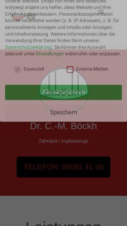 Vorschau der mobilen Webseite www.zahnarzt-boeckh.de, Zahnarztpraxis Dr. med. dent. C.-M. Böckh