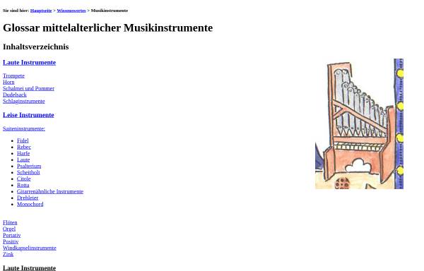 Vorschau von www.mittelalter-recherche.de, Glossar Mittelalterlicher Musikinstrumente