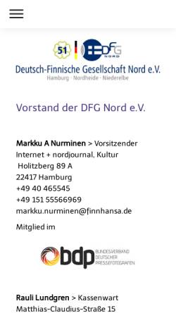 Vorschau der mobilen Webseite www.dfgnord.de, Deutsch-Finnische Gesellschaft Nord e.V.