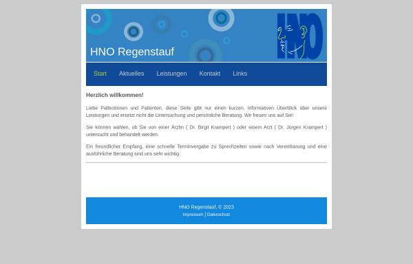 Vorschau von www.hno-regenstauf.de, Krampert. Dr. med. Birgit und Dr. med. Jürgen
