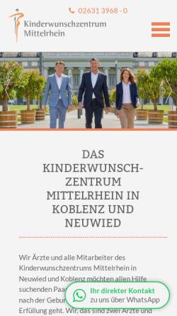 Vorschau der mobilen Webseite www.kinderwunsch-mittelrhein.de, Kinderwunschzentrum Mittelrhein - Gemeinschaftspraxis Dr. med. Beran / Dr. med. Müller