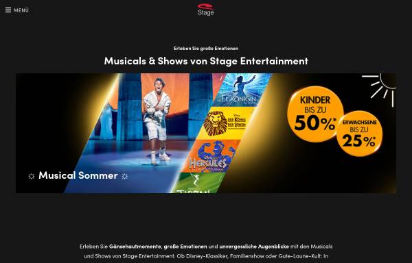 Vorschau von www.stage-entertainment.de, Stage Entertainment GmbH