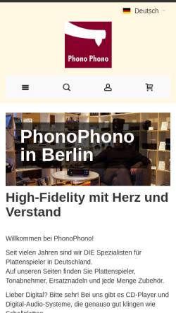 Vorschau der mobilen Webseite www.phonophono.de, PhonoPhono e.K.
