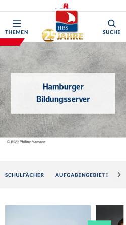 Vorschau der mobilen Webseite www.hamburger-bildungsserver.de, Integration an Hamburger Schulen