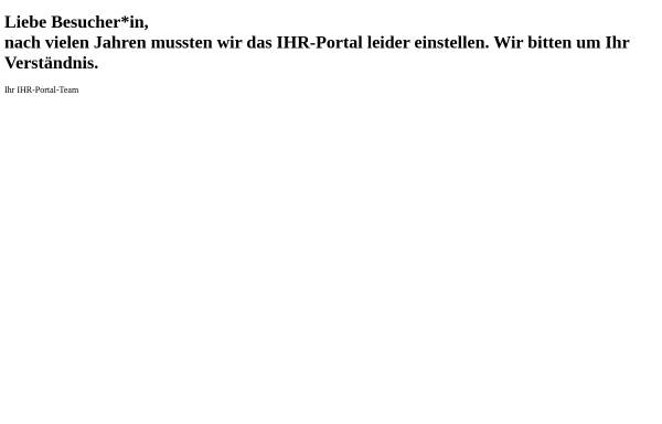 Vorschau von www.ihr-portal.de, Internet Hochschulradio Baden-Württemberg