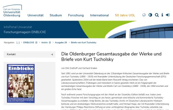 Vorschau von www.presse.uni-oldenburg.de, Universität Oldenburg- Gesamtausgabe Tucholsky