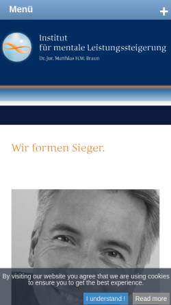 Vorschau der mobilen Webseite www.drbraun-mentalcoach.de, Institut für mentale Leistungssteigerung - Dr.jur. Matthias H.W. Braun
