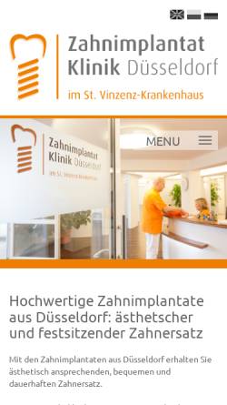 Vorschau der mobilen Webseite www.zahnimplantat-klinik-duesseldorf.de, Zahnimplantat-Klinik Düsseldorf