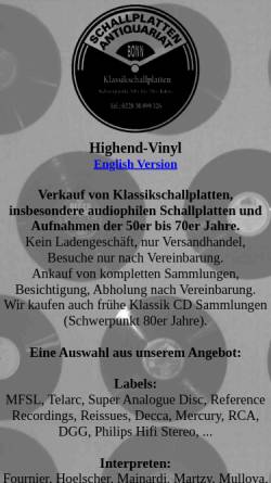 Vorschau der mobilen Webseite www.highend-vinyl.de, Highend-Vinyl
