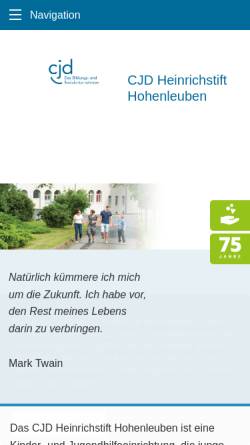 Vorschau der mobilen Webseite www.cjd-hohenleuben.de, CJD Heinrichstift Hohenleuben