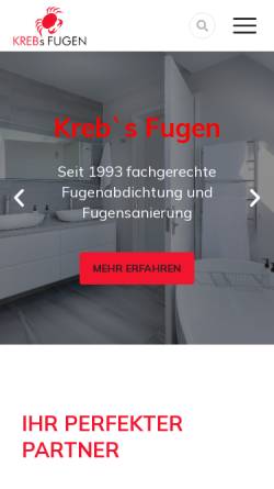 Vorschau der mobilen Webseite www.krebs-fugen.de, Fugenfachbetrieb Achim Kreb