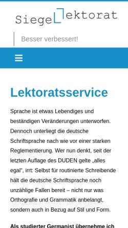 Vorschau der mobilen Webseite www.siegel-lektorat.de, Lektorat Moritz Siegel